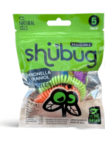 Shubug Citronella and Geraniol Coil Bracelet Band Insect Repellant, Multi-Color, Deet Free, 5 Count